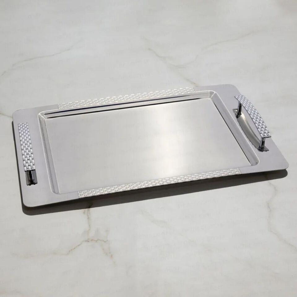 Nehir Sırma 2 Li Sade Tepsi Seti