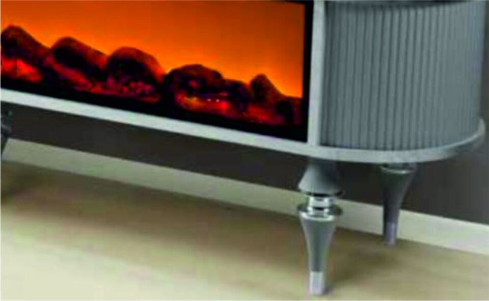 Linza Oval Hoparlörlü Şömineli Tv Sehpası 180 Cm Ceviz