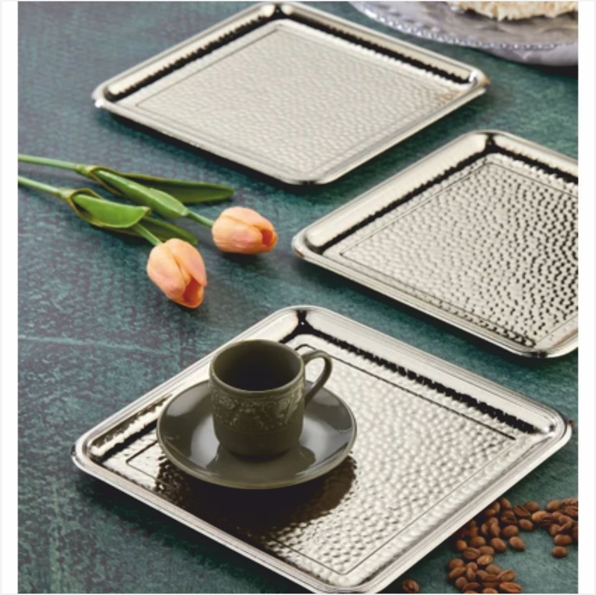 Cooker Ckr3340  Kare Sunum Tepsisi Gümüş