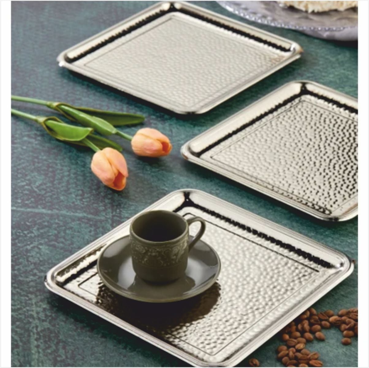 Cooker Ckr3340  Kare Sunum Tepsisi Gümüş