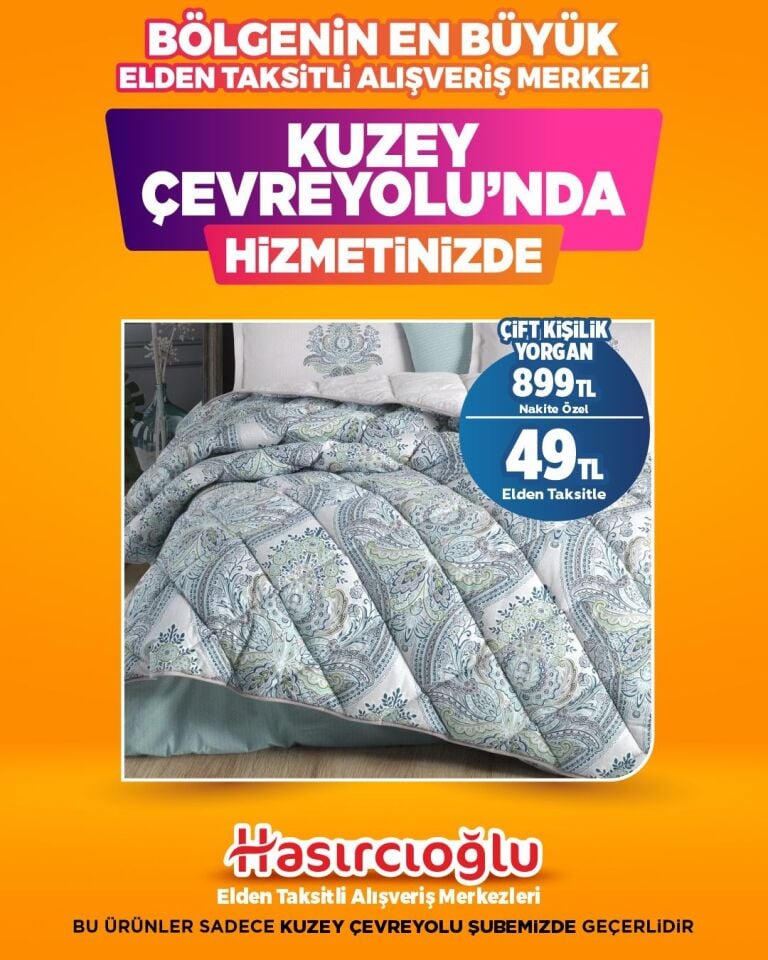 ÇİFT KİŞİLİK YORGAN ! SADECE KUZEY ÇEVRE YOLUNDA GEÇERLİDİR !