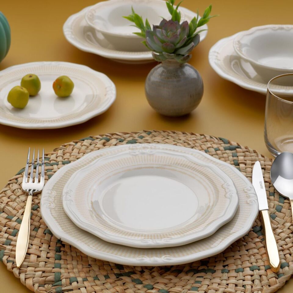 Schafer Nostalgia Yemek Takımı 24 Parça-Krem