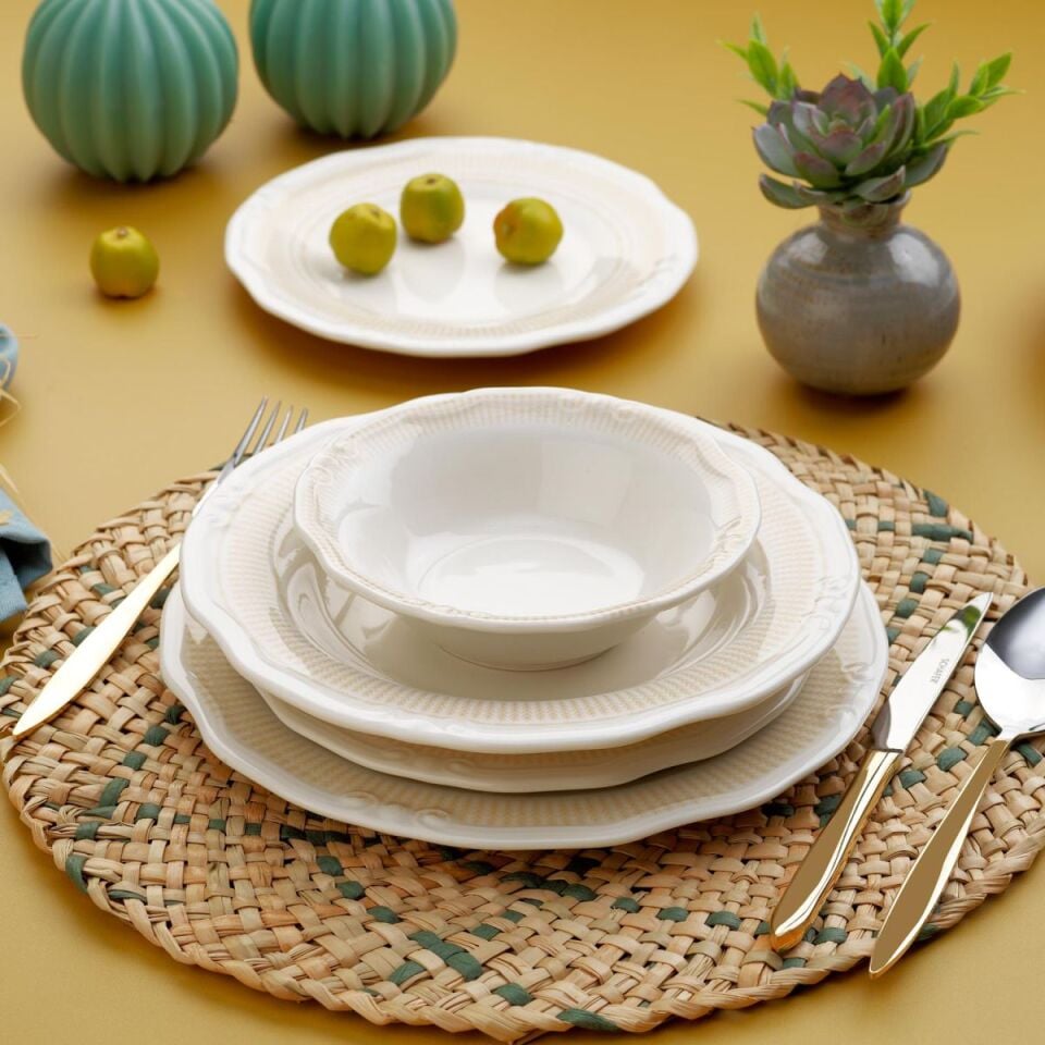 Schafer Nostalgia Yemek Takımı 24 Parça-Krem