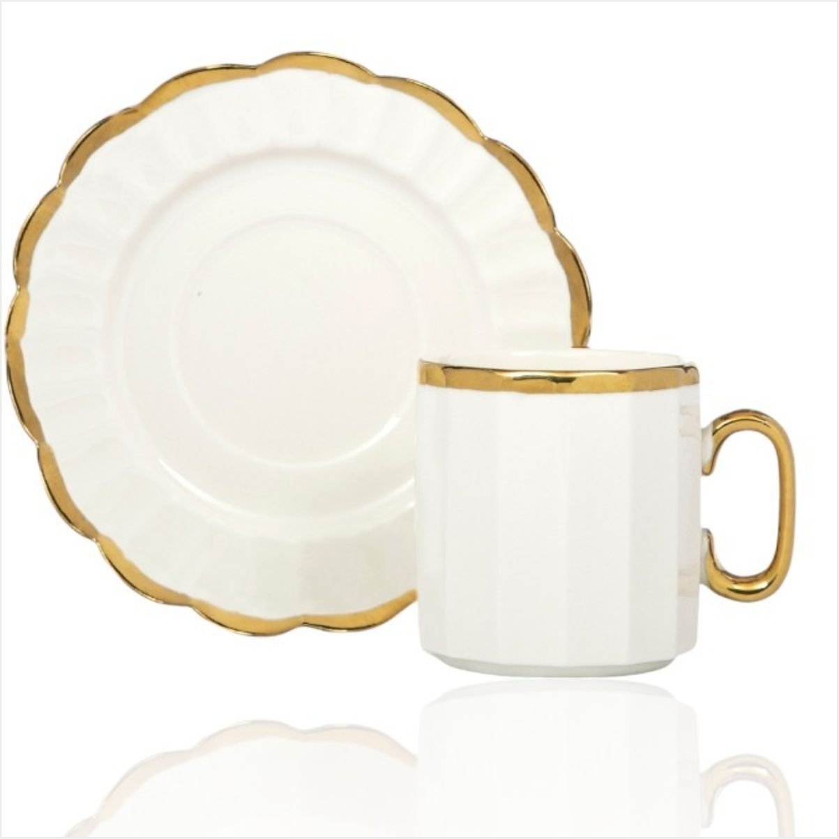 Çiftçiler Yk2111-2Gl Beyaz Altınlı Kahve Fincanı-157135