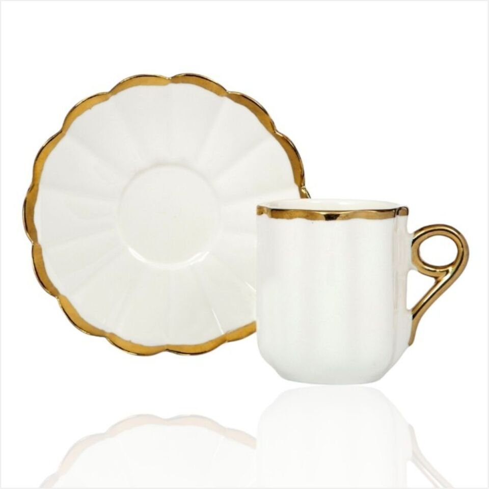 Çiftçiler Yk2111-7Gl Beyaz Altınlı Kahve Fincanı-157137