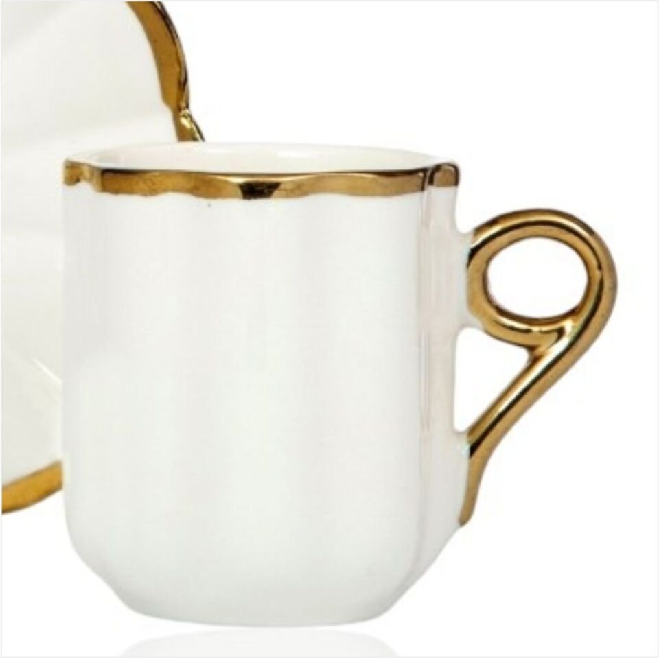 Çiftçiler Yk2111-7Gl Beyaz Altınlı Kahve Fincanı-157137