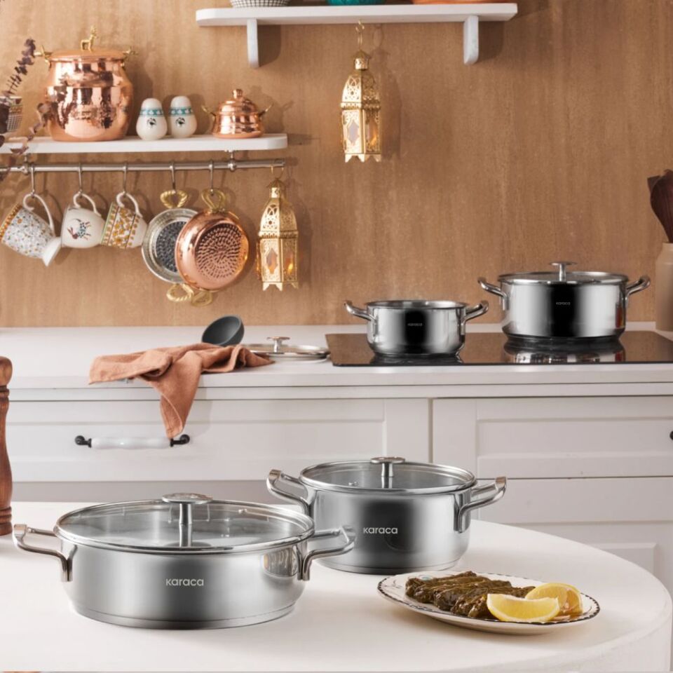 Karaca Alaz İndüksiyon Tabanlı 8 Parça Çelik Tencere Seti