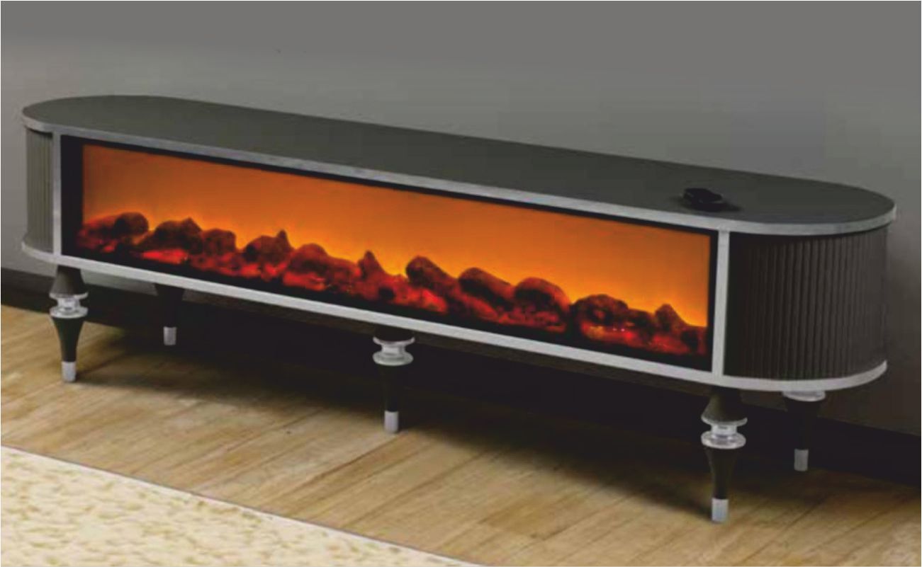 Linza Oval Hoparlörlü Şömineli Tv Sehpası 180 Cm Antrasit