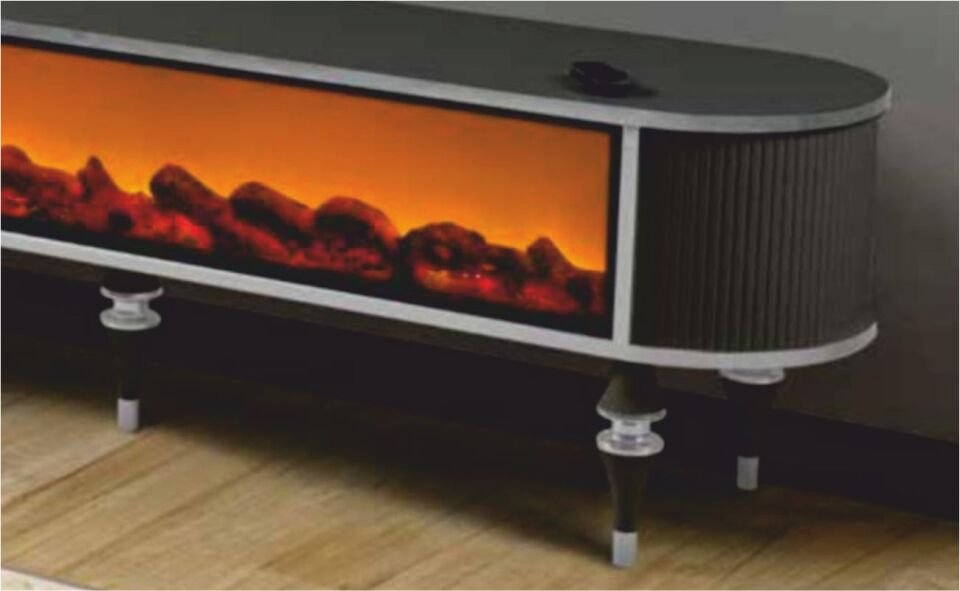 Linza Oval Hoparlörlü Şömineli Tv Sehpası 180 Cm Antrasit