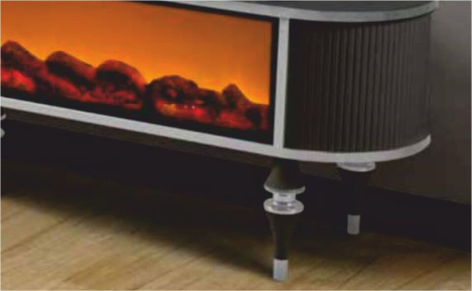 Linza Oval Hoparlörlü Şömineli Tv Sehpası 180 Cm Antrasit