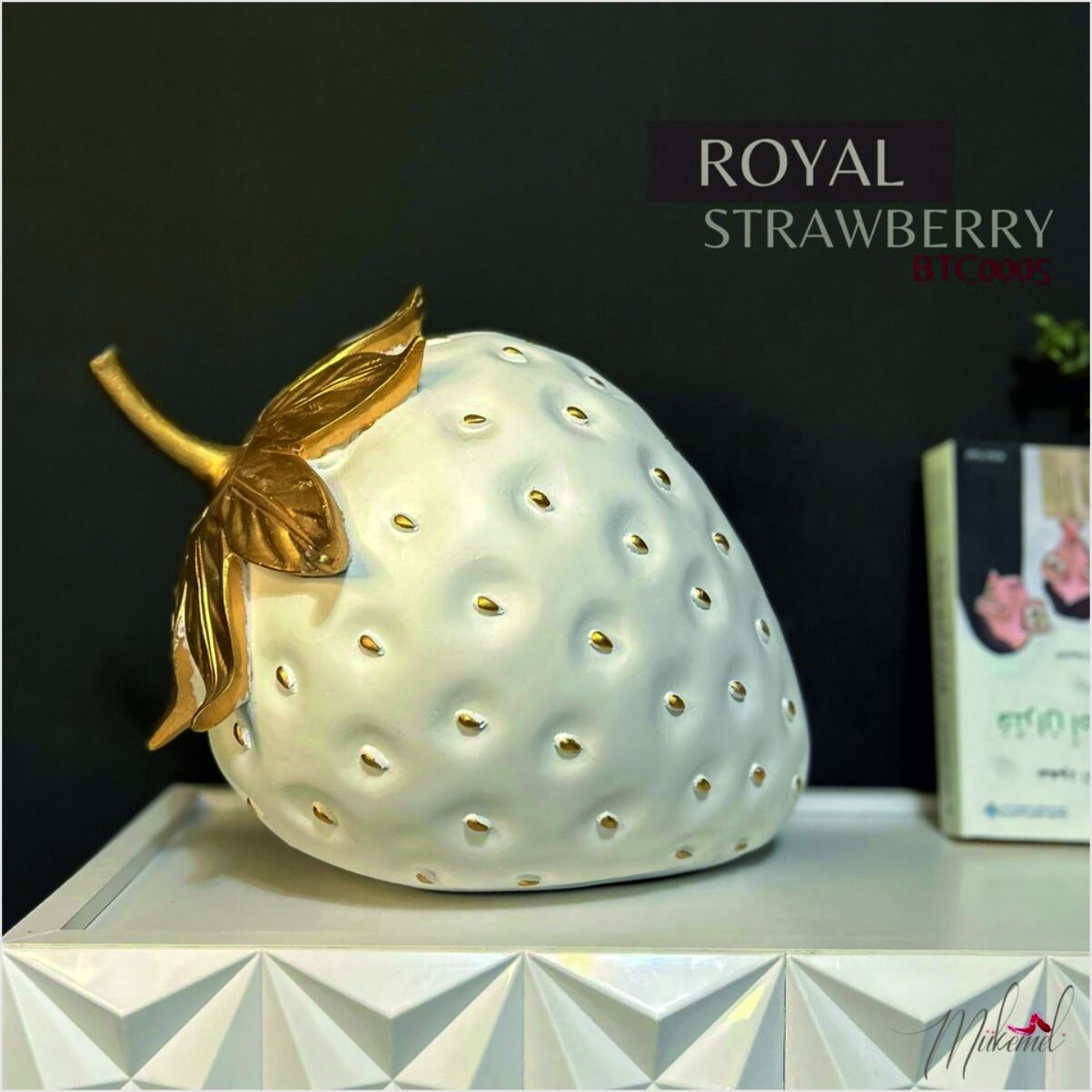 Rekabet Dekoratif Meyvelik Çilek Beyaz Altın Byk 39*21*30 Cm