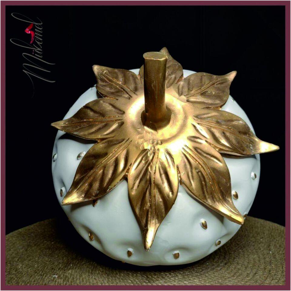 Rekabet Dekoratif Meyvelik Çilek Beyaz Altın Byk 39*21*30 Cm