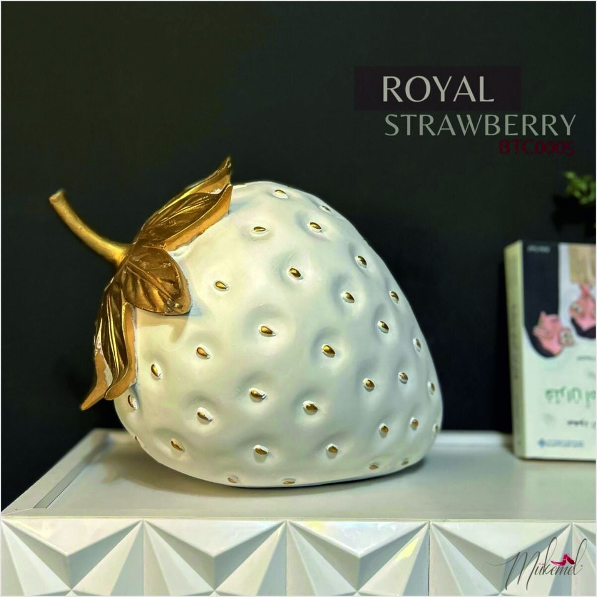 Rekabet Dekoratif Meyvelik Çilek Beyaz Altın Byk 39*21*30 Cm