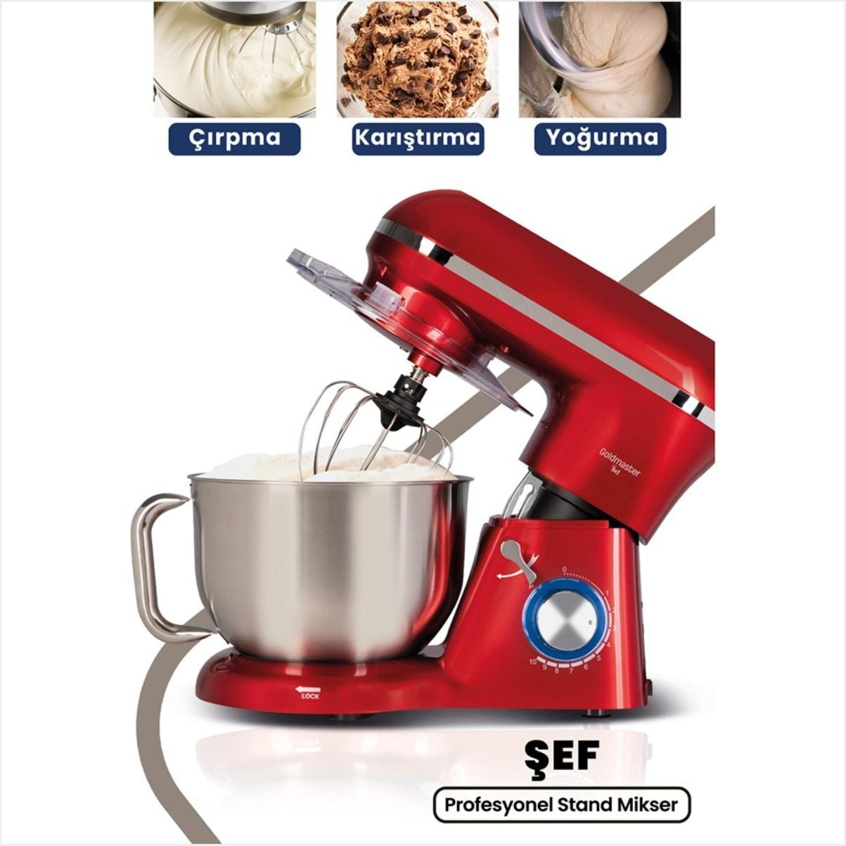 GOLDMASTER ŞEF GM-7260G PROFESYONEL STAND MİXER GOLD