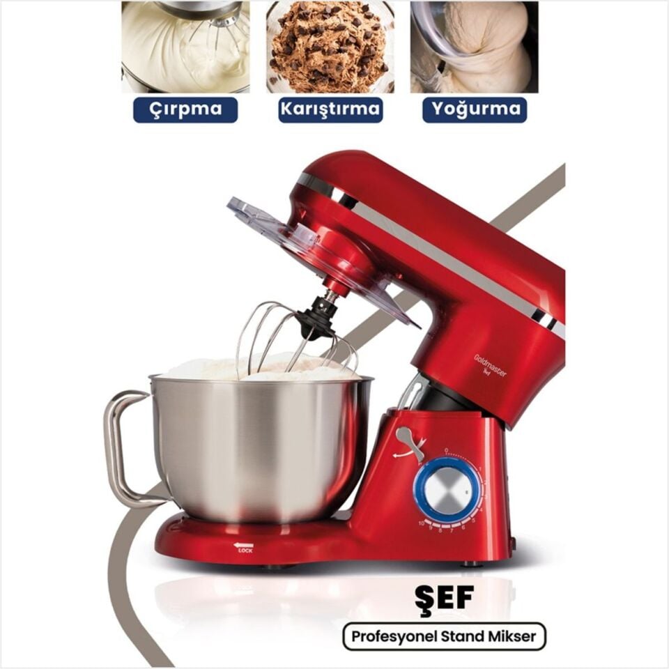 GOLDMASTER ŞEF GM-7260G PROFESYONEL STAND MİXER GOLD