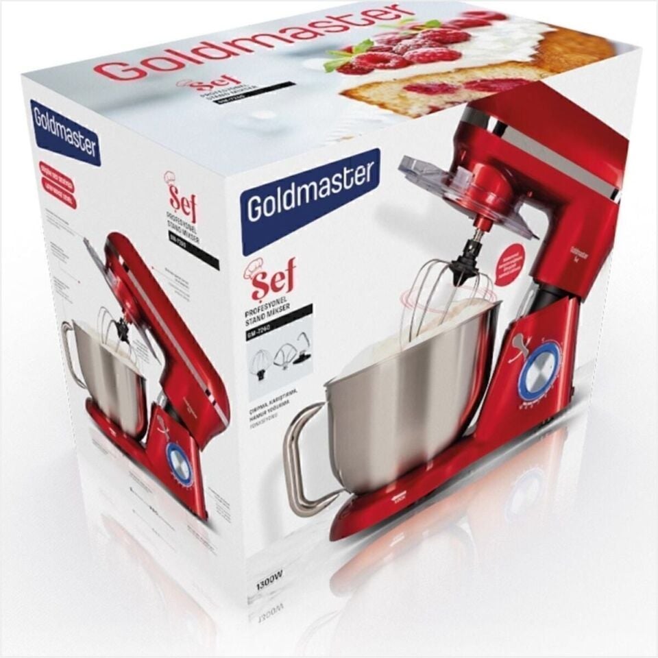 GOLDMASTER ŞEF GM-7260G PROFESYONEL STAND MİXER GOLD