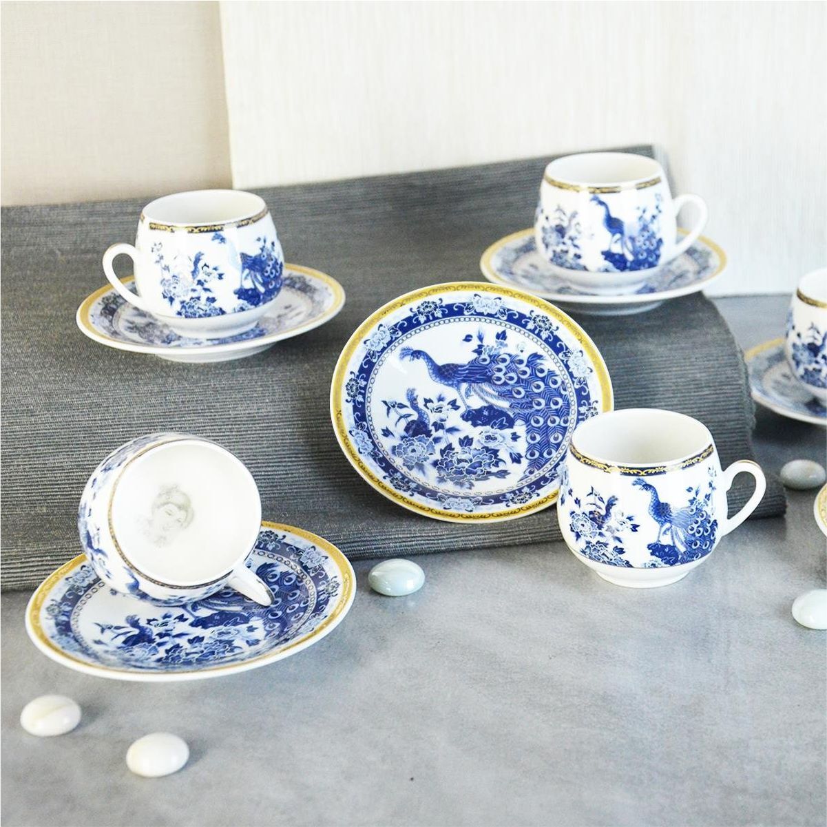 Şener P/Por-101765 -Geisha Tombik Tavuskuşlu Kahve Fincanı