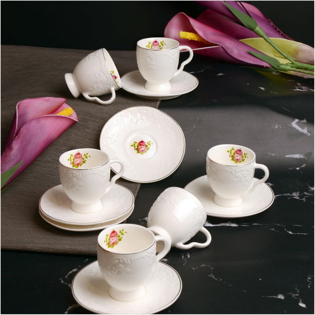 Paçi-Elısetta Kabartmalı 6Lı Kahve-P/Por-102228