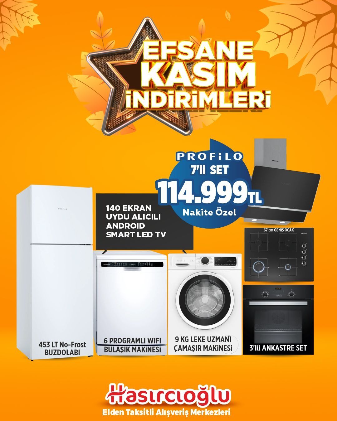 453 LT No-Frost  BUZDOLABI - 6 PROGRAMLI WIFI  BULAŞIK MAKİNESİ - 9 KG LEKE UZMANI  ÇAMAŞIR MAKİNESİ- 3'IÜ ANKASTRE SETİ-140 EKRAN  UYDU ALICILI  ANDROİD  AKILLI LED TV