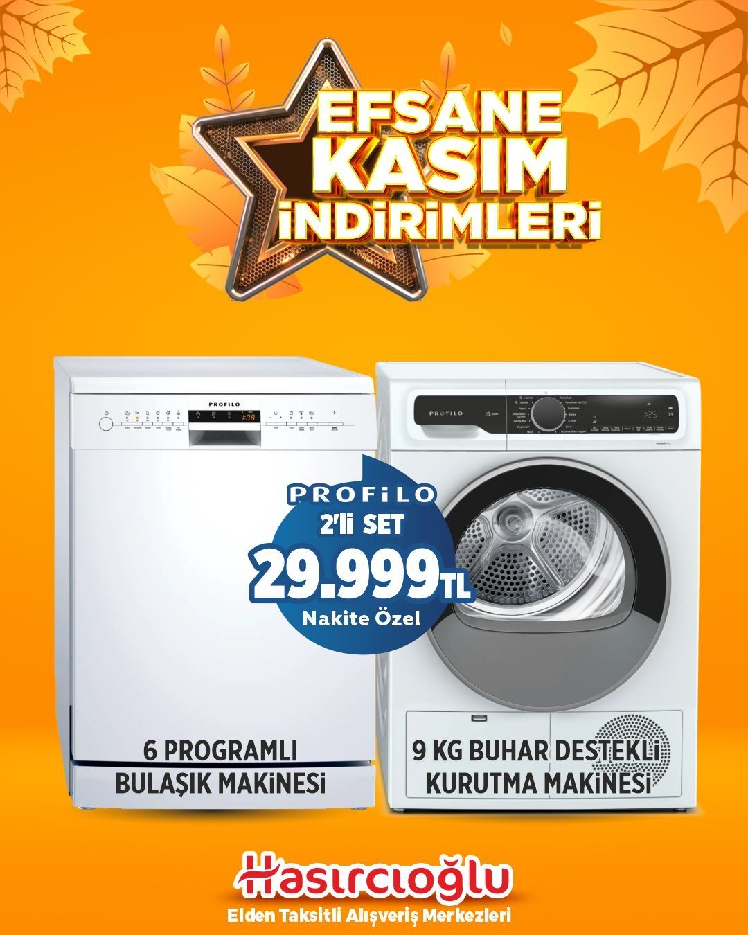 6 PROGRAMLI  BULAŞIK MAKİNESİ - 9 KG BUHAR DESTEKLİ  KURUTMA MAKİNESİ