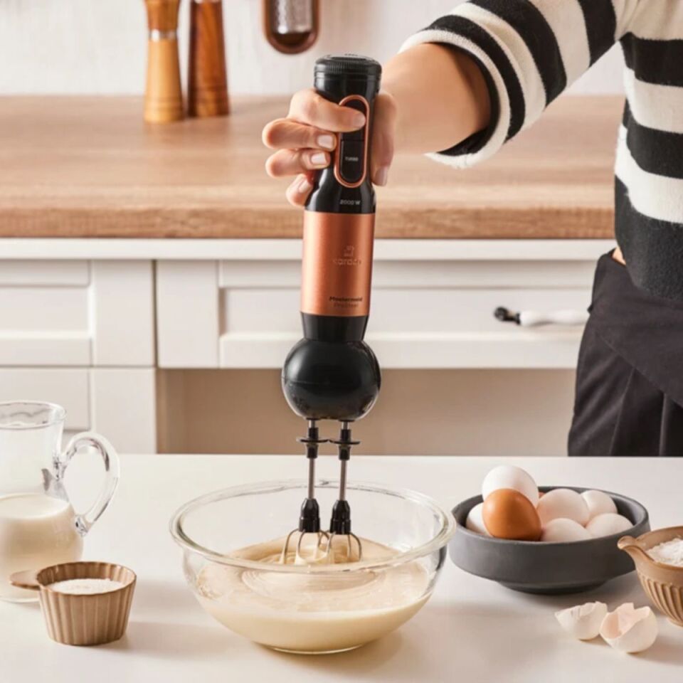 Karaca Mastermaid Prosteel Cam Mutfak Robotu Uzun Blender Ayaklı 6 Bıçaklı 2500 W Black Copper