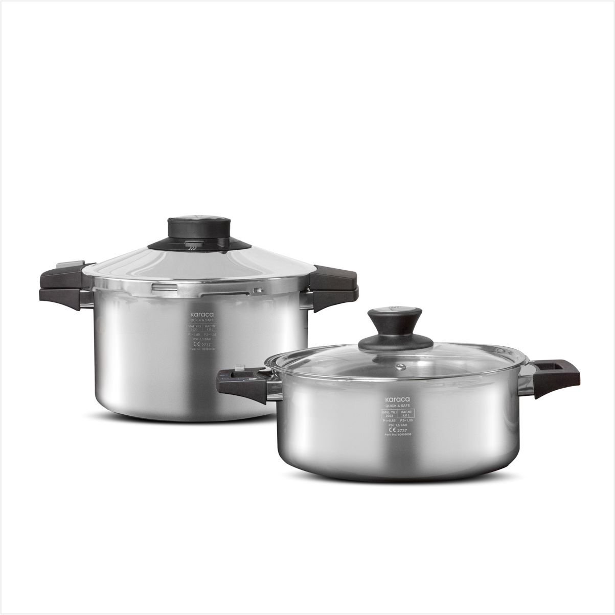 KARACA QUICK&SAFE 6+8 L DÜDÜKLÜ TENCERE SETİ