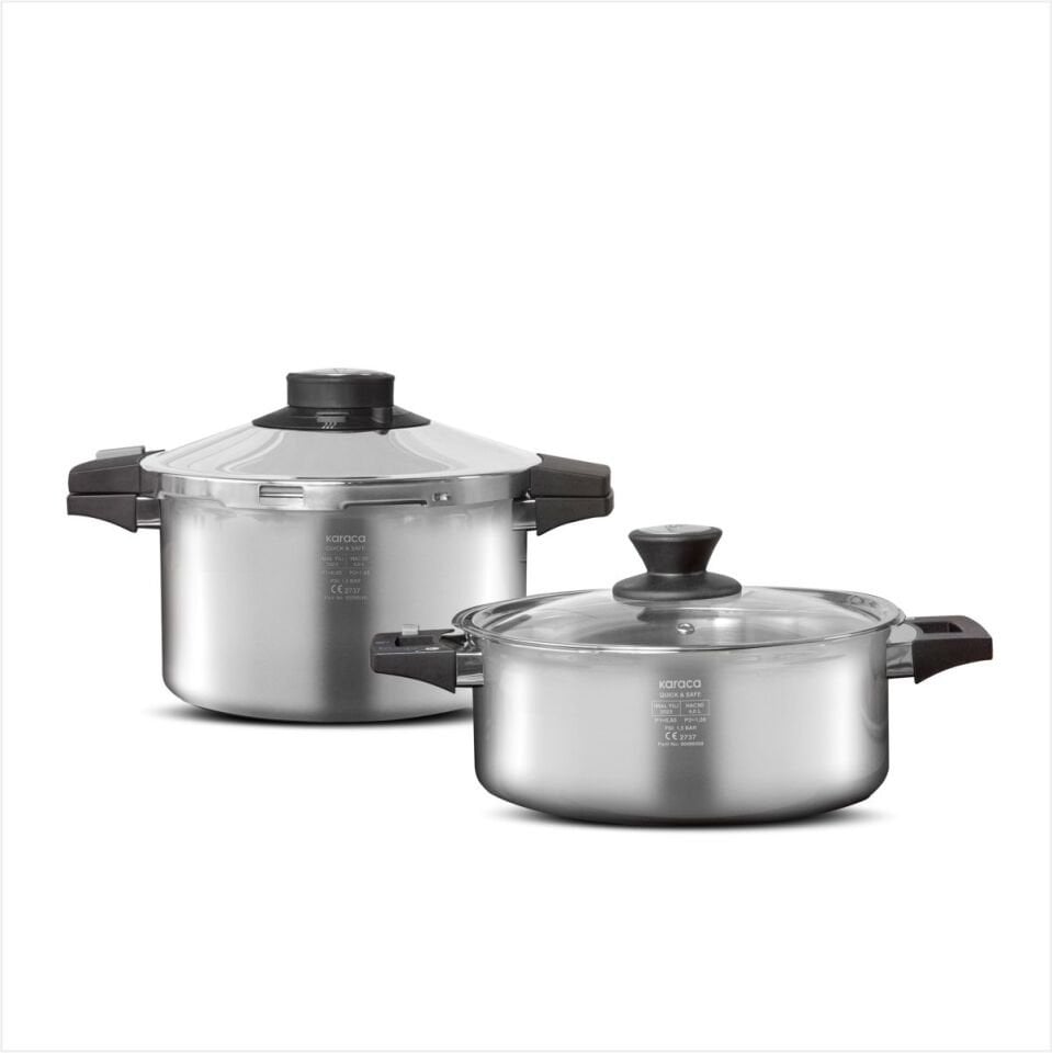 KARACA QUICK&SAFE 6+8 L DÜDÜKLÜ TENCERE SETİ