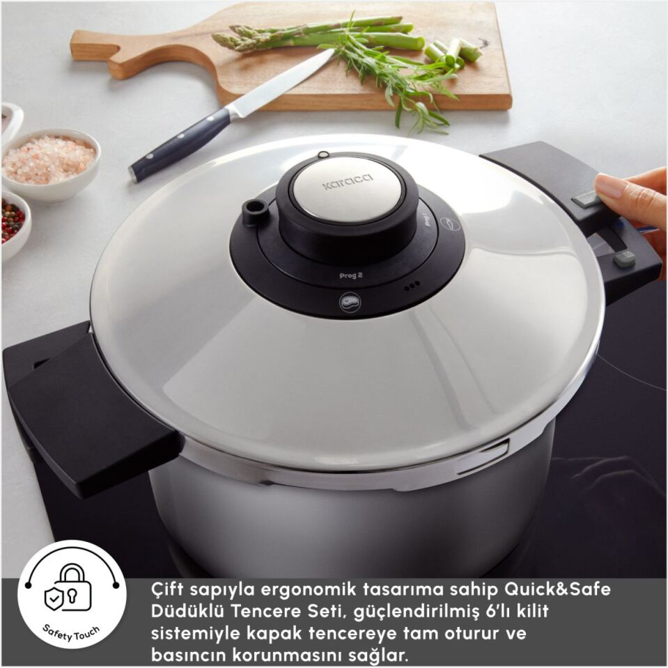 KARACA QUICK&SAFE 6+8 L DÜDÜKLÜ TENCERE SETİ