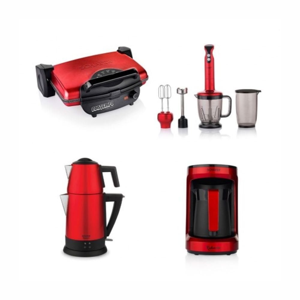 Schafer Kea Elektro Set Mega Kırmızı 4'lü Çeyiz Paketi