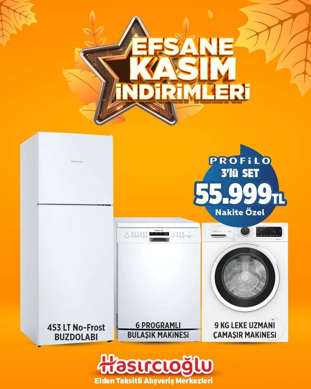 453 LT No-Frost  BUZDOLABI - 6 PROGRAMLI  BULAŞIK MAKİNESİ - 9 KG LEKE UZMANI  ÇAMAŞIR MAKİNESİ -