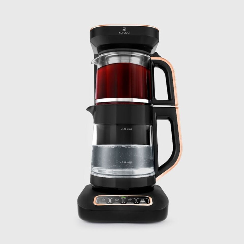 Karaca Çaysever Robotea Pro 4in1 2500 W Black Copper Konuşan Cam Çay Makinesi
