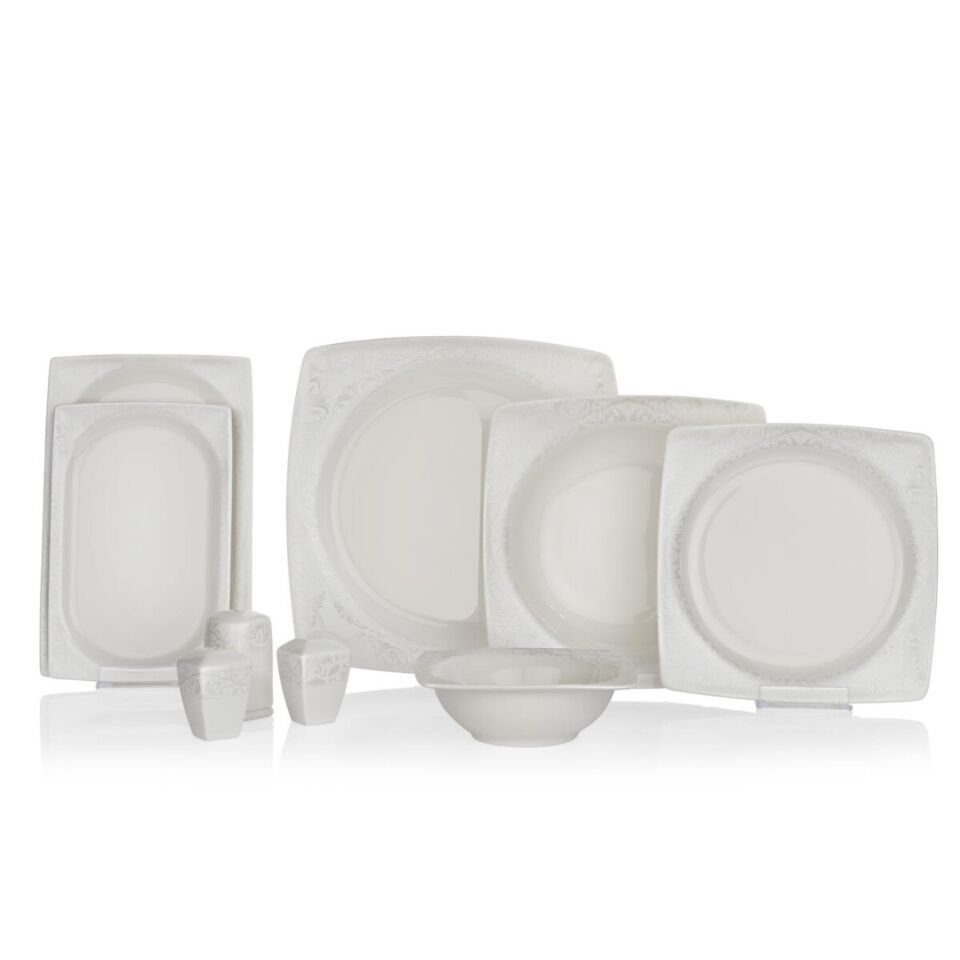 Schafer Beth Beyaz01 56 Parça 12 Kişilik Yemek Takımı