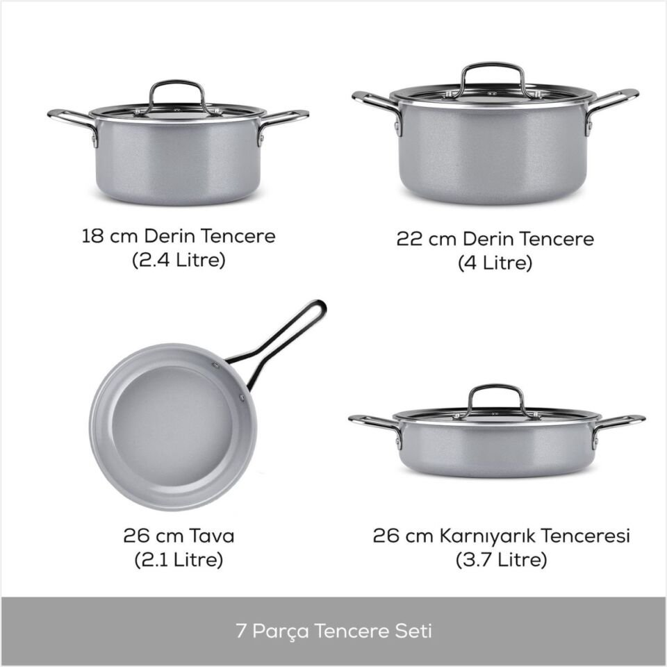 Karaca Svvıss Crystal 7 Parça Tencere Gri