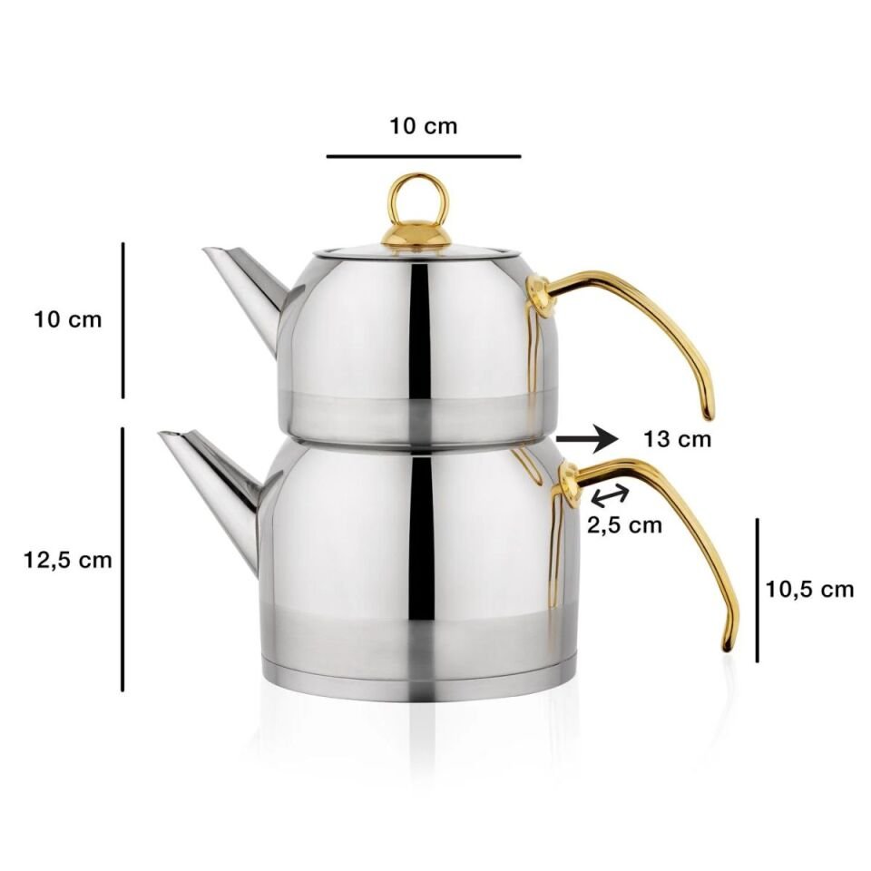 Schafer Ada Metal Çaydanlık Takımı (Orta) 4 Parça-Gold