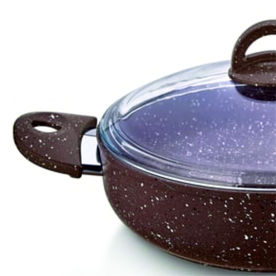 SAFINOX 30 CM KARNIYARIK GRANİT TENCERE-KAHVE