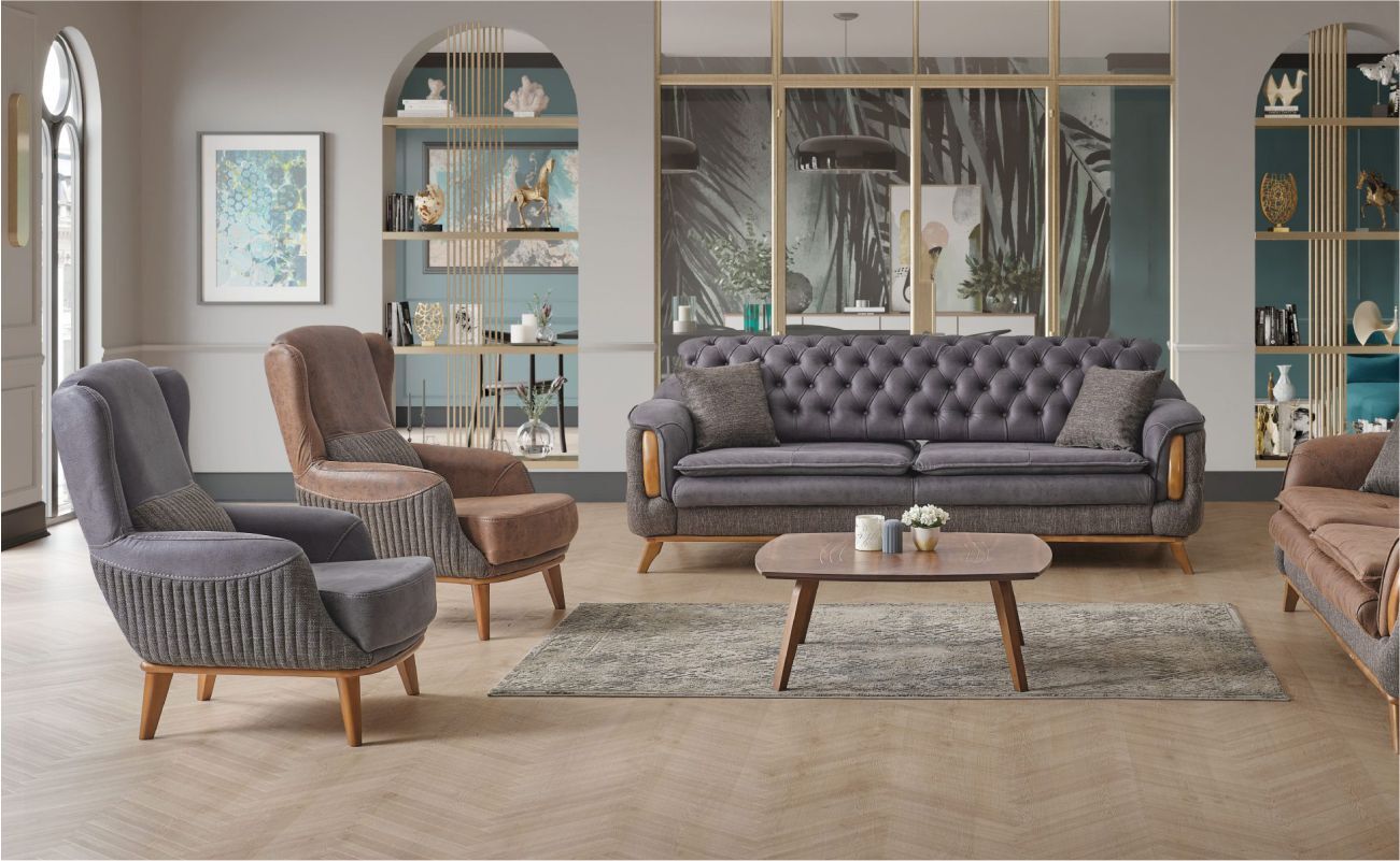 Beyza İntero 04 Koltuk Takımı 3+3+1+1 Vera 04 Krem