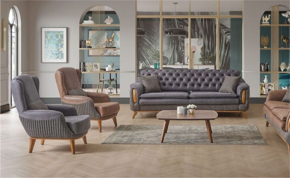 Beyza İntero 04 Koltuk Takımı 3+3+1+1 Vera 04 Krem