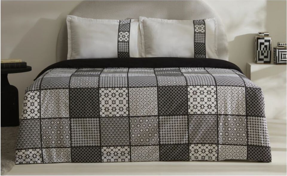 Karaca Home Blake %100 Pamuk Çift Kişilik Nevresim Takımı Siyah Beyaz