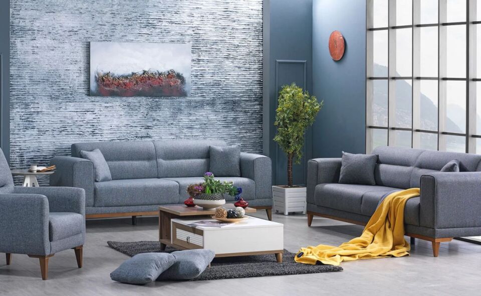 Efes Koltuk Takımı 3+1+1 Kuvars 08 K.Gri / 3 Lü Kuvars 03 Krem