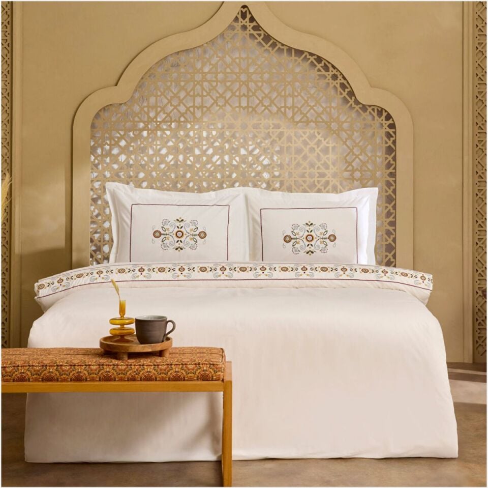 Karaca Home Beluna Nevresim Takımı Çift Kişilik Beyaz