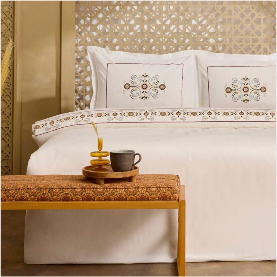 Karaca Home Beluna Nevresim Takımı Çift Kişilik Beyaz