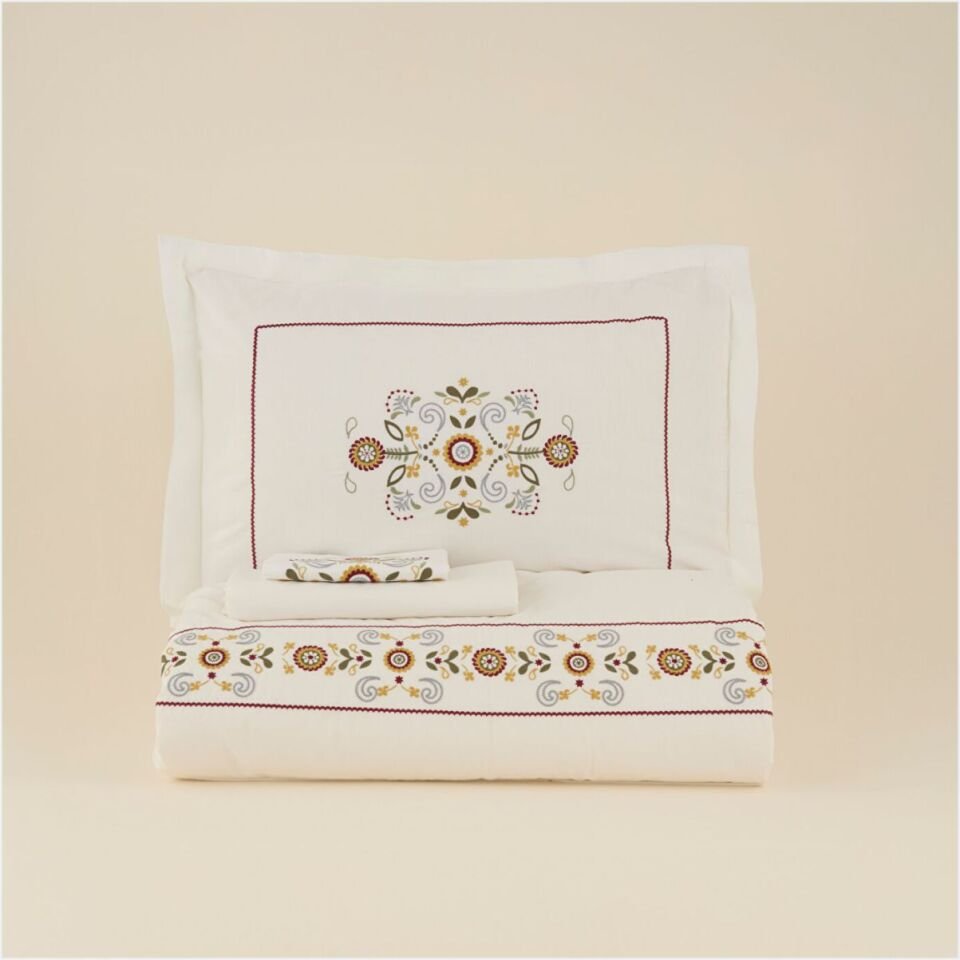 Karaca Home Beluna Nevresim Takımı Çift Kişilik Beyaz