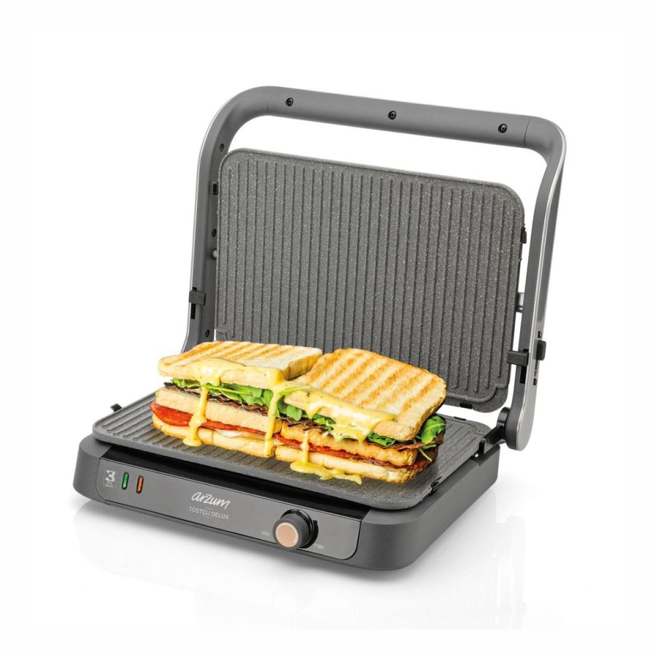 Arzum AR2001 Tostçu Delux Izgara Ve Tost Makinesi - Paslanmaz Çelik