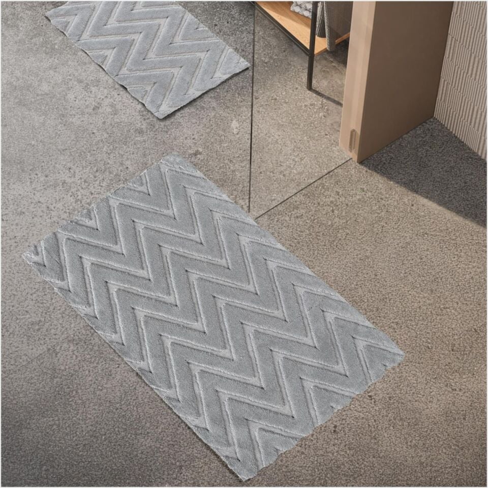 Schafer Home Eleo Pamuk 2 Li Banyo Paspası-Açık Gri