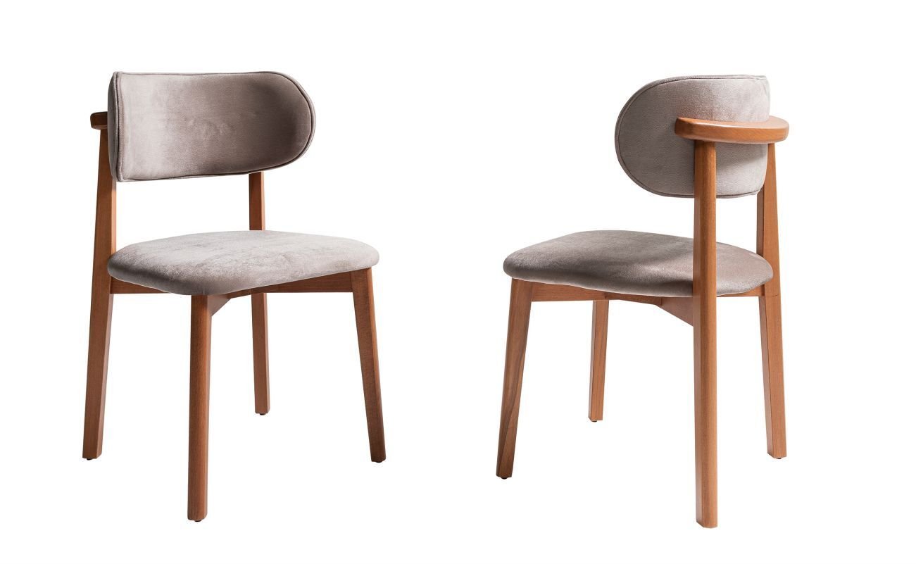 AZEMO PALMİRA SANDALYE DÜZ AYAK AHŞAP CEVİZ ROSSO 07 GRİ