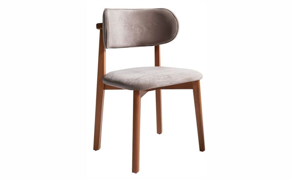 AZEMO PALMİRA SANDALYE DÜZ AYAK AHŞAP CEVİZ ROSSO 07 GRİ