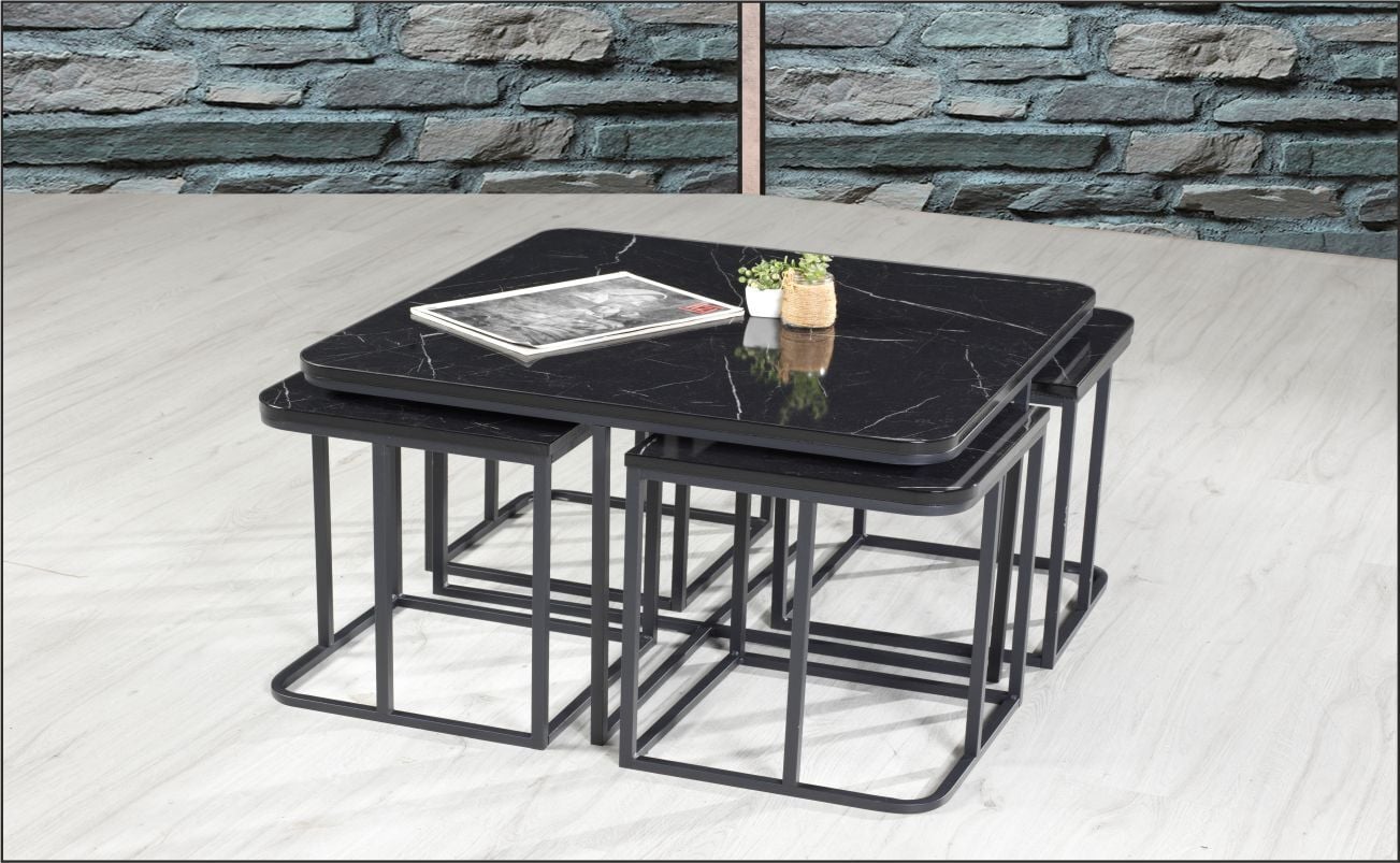 Odabaşı Yaşam 4+1 Sehpa Mermer Siyah