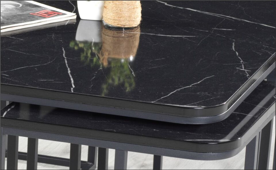 Odabaşı Yaşam 4+1 Sehpa Mermer Siyah