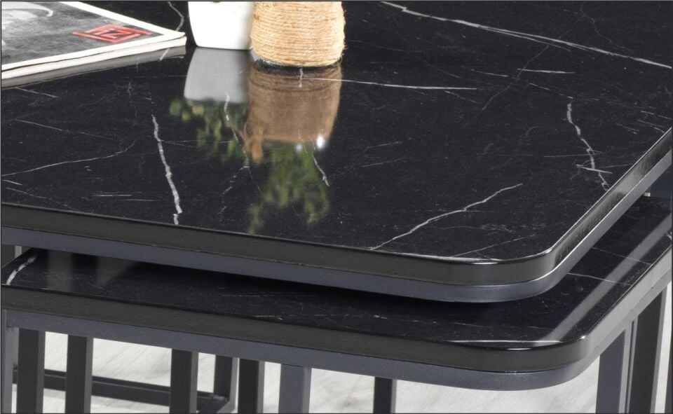 Odabaşı Yaşam 4+1 Sehpa Mermer Siyah