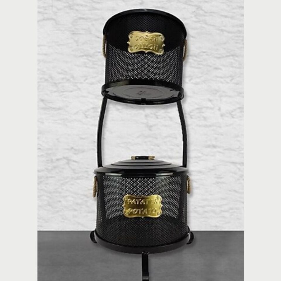 Yıldıray 1051 F 2 Katlı Fileli Patates Soğan Kovası Siyah